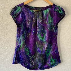 Banana Republic peacock print blouse top